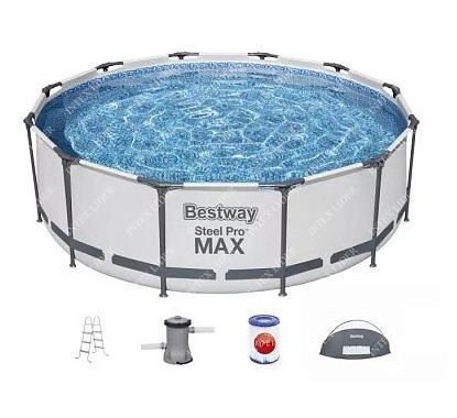 5619N BestWay Каркасный бассейн круглый, 366х100см+фильтрнасос, лестница, навес