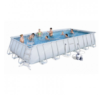 56475 Каркасный бассейн прямоугольный BestWay, 732х366х132см, фильтр-насос песчанный 5678 л/ч (28362, 28366)
